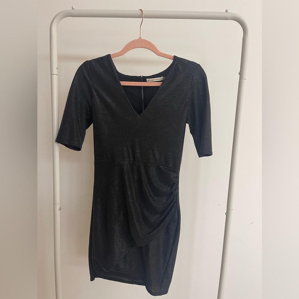 Alice + Olivia Shimmering Black Mini Dress